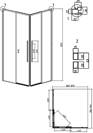 Grossman  Душевой уголок Galaxy 100x90x195 профиль золото сатин стекло прозрачное – фотография-11